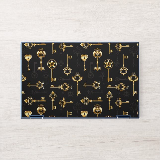 Seamless Pattern with Golden Keys HP Laptop Skin (Front)