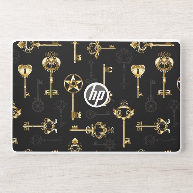 Seamless Pattern with Golden Keys HP Laptop Skin (Front)