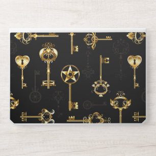 Seamless Pattern with Golden Keys HP Laptop Skin