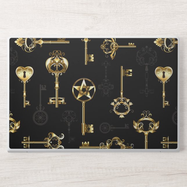Seamless Pattern with Golden Keys HP Laptop Skin (Front)