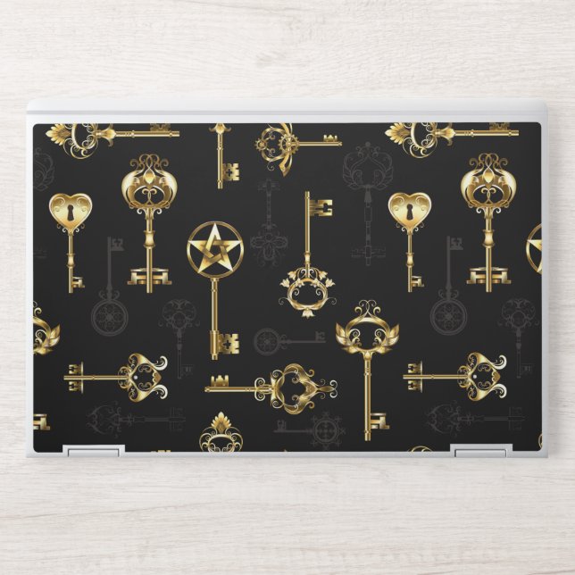 Seamless Pattern with Golden Keys HP Laptop Skin (Front)