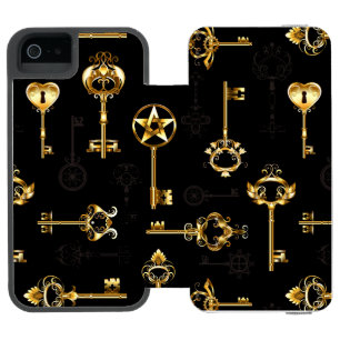 Seamless Pattern with Golden Keys iPhone SE/5/5s Wallet Case