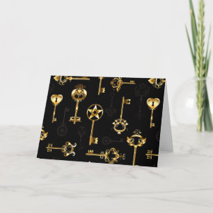 Seamless Pattern with Golden Keys Invitation