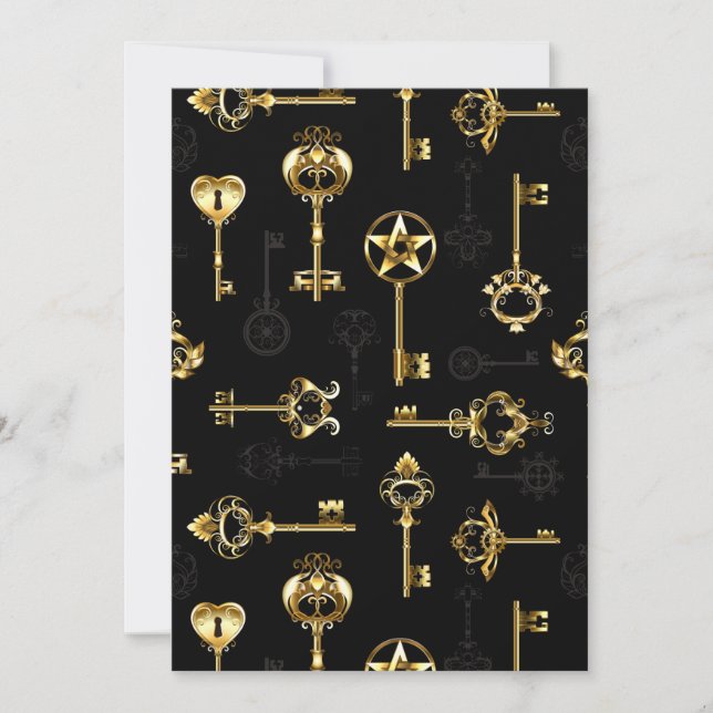 Seamless Pattern with Golden Keys Invitation (Front)