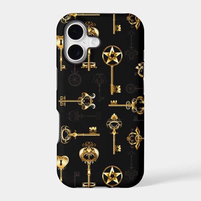 Seamless Pattern with Golden Keys Iphone Case (Back)
