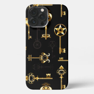 Seamless Pattern with Golden Keys iPhone 13 Pro Max Case