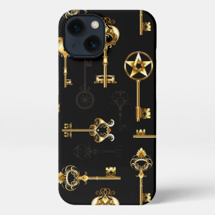 Seamless Pattern with Golden Keys iPhone 13 Case