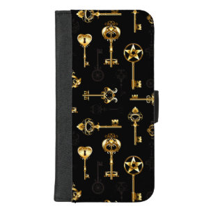 Seamless Pattern with Golden Keys iPhone 8/7 Plus Wallet Case