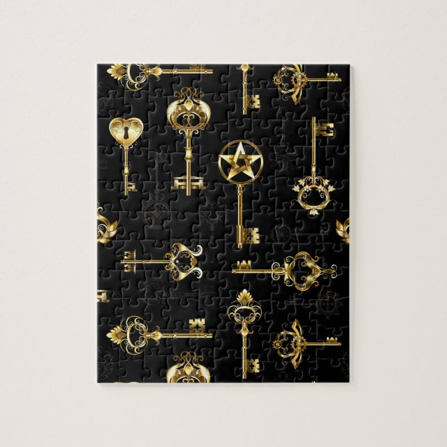 Seamless Pattern with Golden Keys Jigsaw Puzzle (Vertical)
