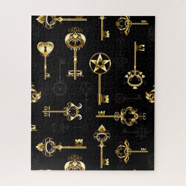 Seamless Pattern with Golden Keys Jigsaw Puzzle (Vertical)