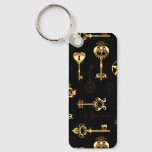 Seamless Pattern with Golden Keys Keychain