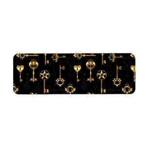 Seamless Pattern with Golden Keys Label