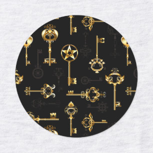 Seamless Pattern with Golden Keys Labels