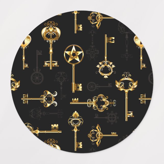 Seamless Pattern with Golden Keys Labels (Design 1)
