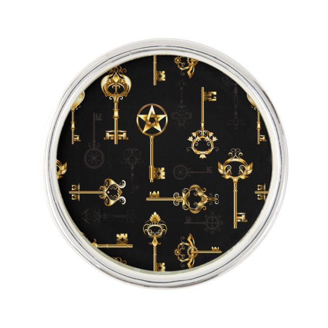 Seamless Pattern with Golden Keys Lapel Pin (Front)