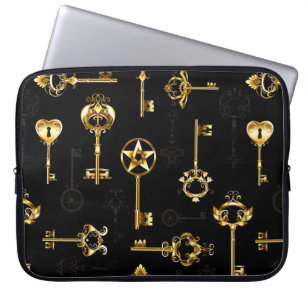 Seamless Pattern with Golden Keys Laptop Sleeve