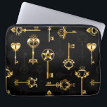 Seamless Pattern with Golden Keys Laptop Sleeve<br><div class="desc">Seamless pattern of antique,  gold and silhouette keys on black background.</div>