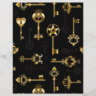 Seamless Pattern with Golden Keys Letterhead