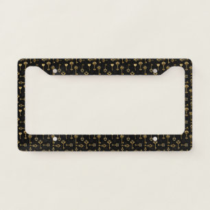 Seamless Pattern with Golden Keys License Plate Frame