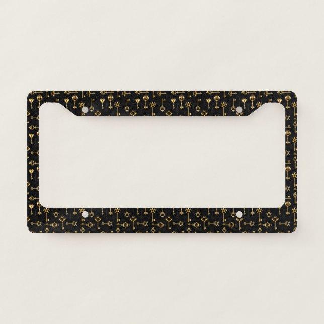 Seamless Pattern with Golden Keys License Plate Frame (Front)