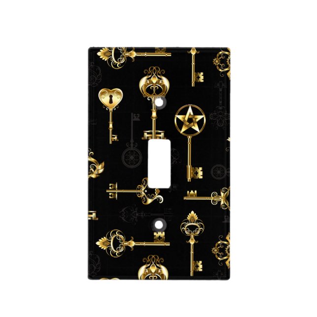 Seamless Pattern with Golden Keys Light Switch Cover (Front)