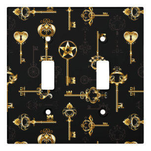 Seamless Pattern with Golden Keys Light Switch Cover