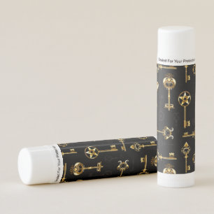 Seamless Pattern with Golden Keys Lip Balm