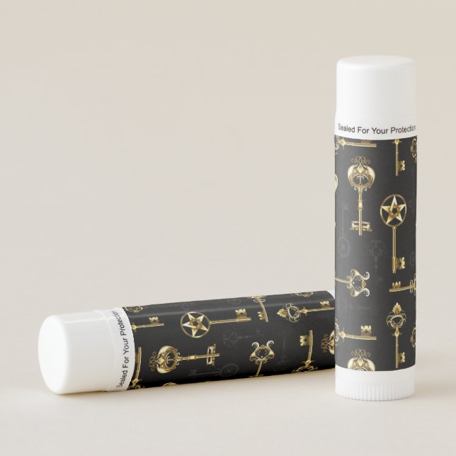 Seamless Pattern with Golden Keys Lip Balm (Front)
