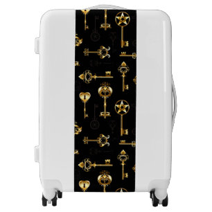 Seamless Pattern with Golden Keys Luggage