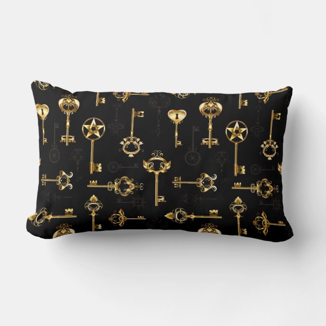 Seamless Pattern with Golden Keys Lumbar Pillow (Front)