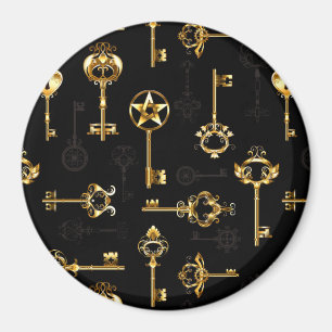 Seamless Pattern with Golden Keys Magnet