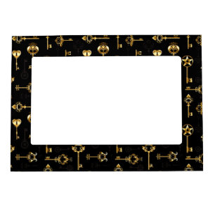 Seamless Pattern with Golden Keys Magnetic Frame