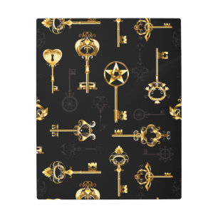 Seamless Pattern with Golden Keys Metal Print