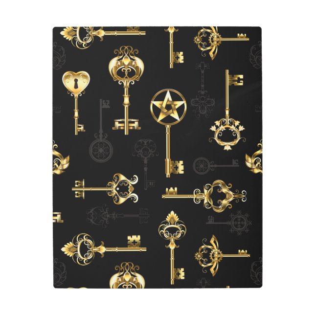 Seamless Pattern with Golden Keys Metal Print (Front)