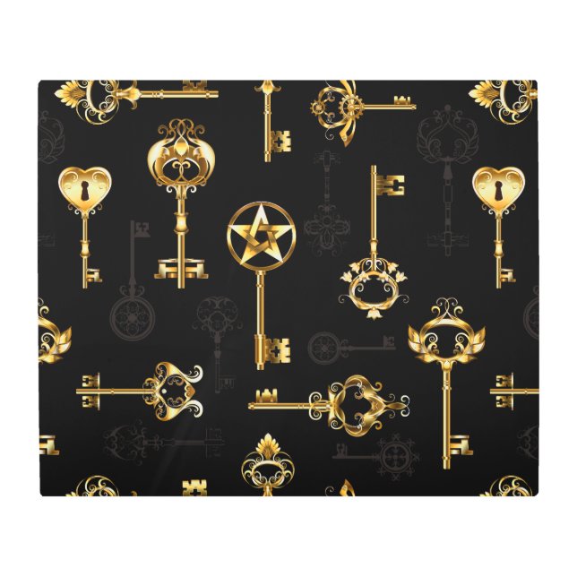 Seamless Pattern with Golden Keys Metal Print (Front)