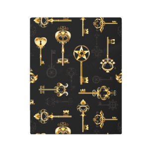 Seamless Pattern with Golden Keys Metal Print