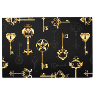 Seamless Pattern with Golden Keys Metal Print