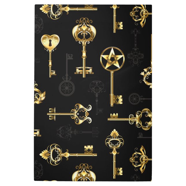 Seamless Pattern with Golden Keys Metal Print (Front)