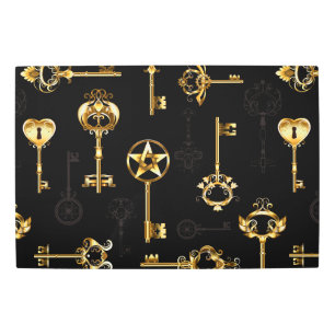 Seamless Pattern with Golden Keys Metal Print