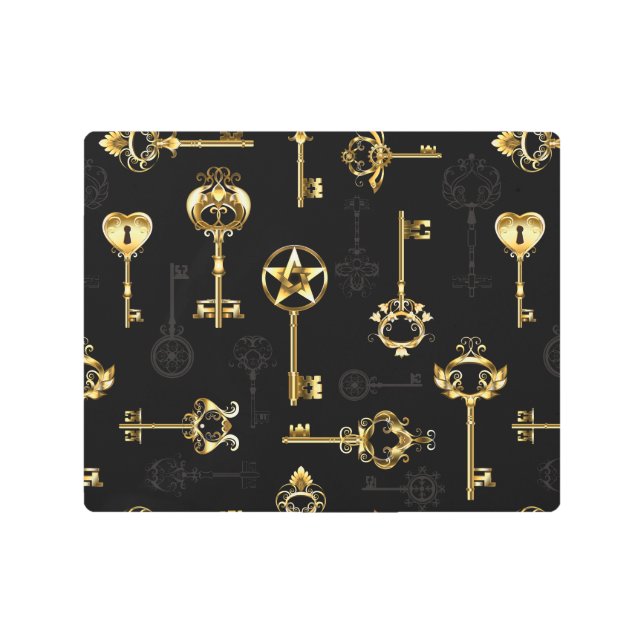 Seamless Pattern with Golden Keys Metal Print (Front)