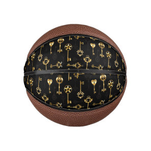 Seamless Pattern with Golden Keys Mini Basketball