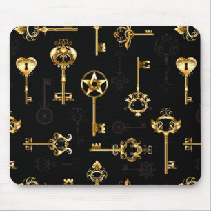 Seamless Pattern with Golden Keys Mouse Pad