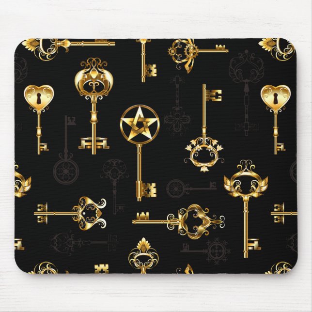 Seamless Pattern with Golden Keys Mouse Pad (Front)