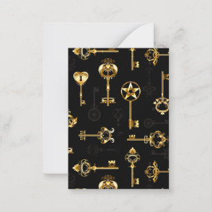 Seamless Pattern with Golden Keys Note Card
