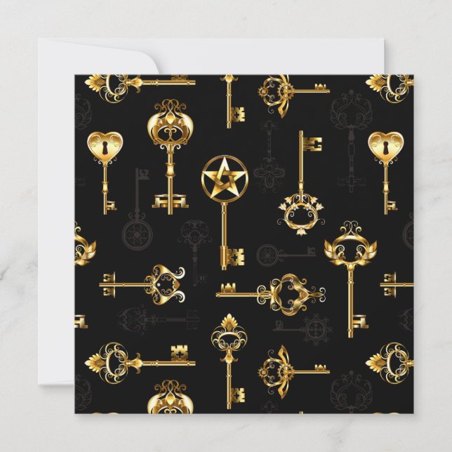 Seamless Pattern with Golden Keys Note Card (Front)