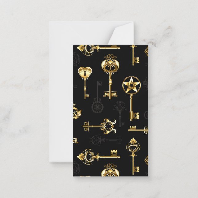 Seamless Pattern with Golden Keys Note Card (Front)