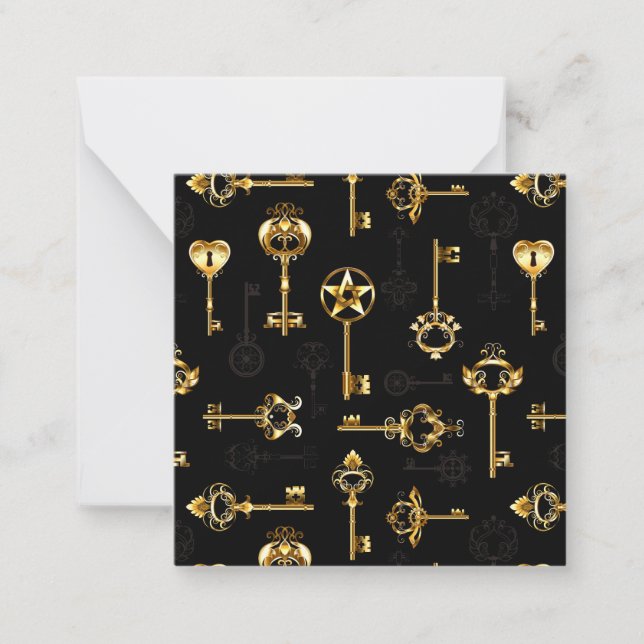 Seamless Pattern with Golden Keys Note Card (Front)