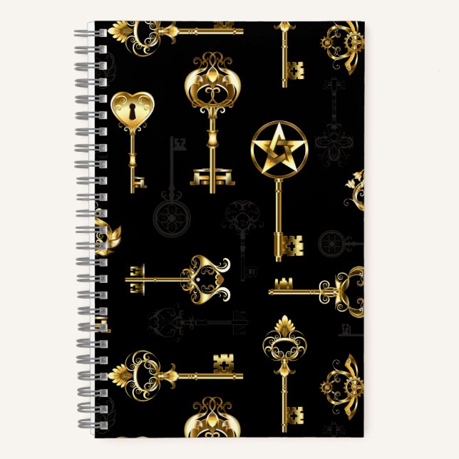 Seamless Pattern with Golden Keys Notebook (Front)
