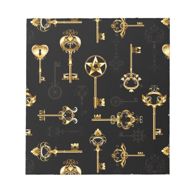 Seamless Pattern with Golden Keys Notepad (Front)