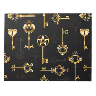 Seamless Pattern with Golden Keys Notepad